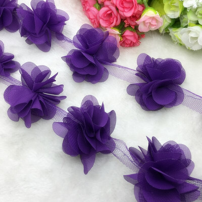 Νυφικό 1 Yard Lace Flower Chiffon Νυφικό Νυφικό ύφασμα Lace Trim DIY Baby Hair Band