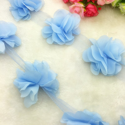 Νυφικό 1 Yard Lace Flower Chiffon Νυφικό Νυφικό ύφασμα Lace Trim DIY Baby Hair Band