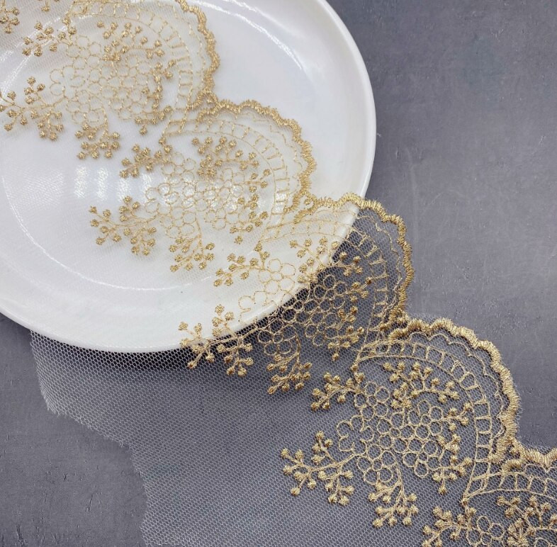2 metra Novo u dolasku Zlatno Srebrna Tkanina Cvjetna Venecijanska Čipka Gipur Čipkasti Vez Hot Rasprodaja Lijepo Šivaća Čipka Obrub 10,5 cm