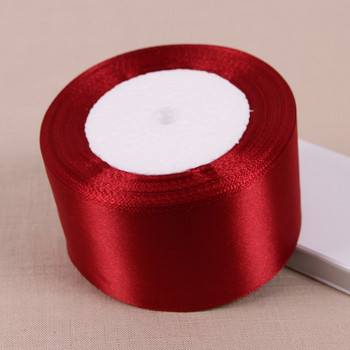 (25 ярда/ролка) Виненочервена еднолицева сатенена панделка Опаковка на едро за подаръци Коледно новогодишно облекло Шивашка лента за подарък