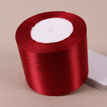 (25 ярда/ролка) Виненочервена еднолицева сатенена панделка Опаковка на едро за подаръци Коледно новогодишно облекло Шивашка лента за подарък