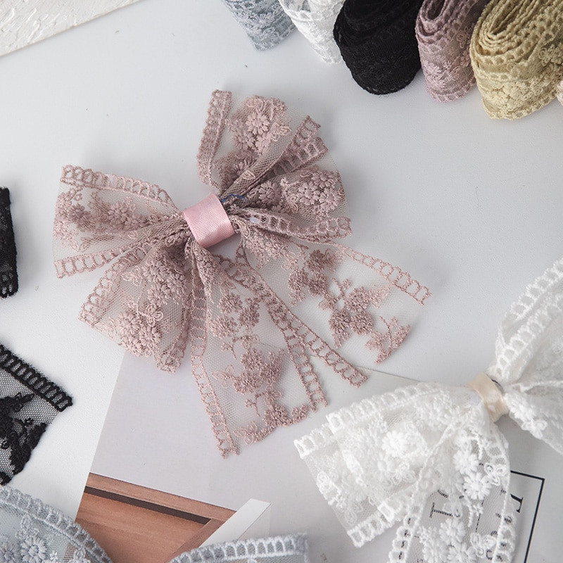 Φαρδιές κορδέλες δαντέλας 4 εκ. Για χειροτεχνίες Κοίλο ράψιμο ύφασμα τούλι για φιόγκο Μαλλιά Diy Διακοσμητικό Κέντημα Λουλούδι Χειροποίητο Υλικό 2μ