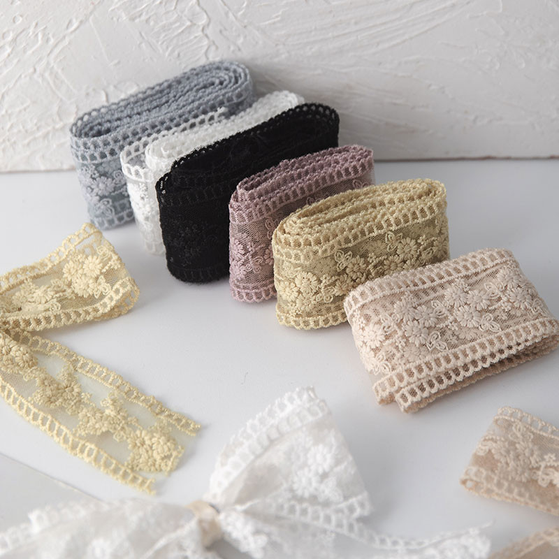 Φαρδιές κορδέλες δαντέλας 4 εκ. Για χειροτεχνίες Κοίλο ράψιμο ύφασμα τούλι για φιόγκο Μαλλιά Diy Διακοσμητικό Κέντημα Λουλούδι Χειροποίητο Υλικό 2μ