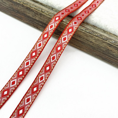 2 υάρδες 13mm Vintage Ethnic Κεντητική Κορδέλα Δαντέλα Διακοσμητικά DIY Αξεσουάρ τσάντα ρούχων Κεντημένο ύφασμα