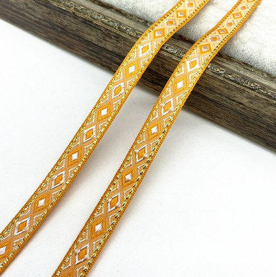 2 υάρδες 13mm Vintage Ethnic Κεντητική Κορδέλα Δαντέλα Διακοσμητικά DIY Αξεσουάρ τσάντα ρούχων Κεντημένο ύφασμα