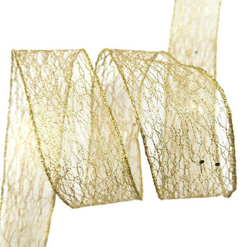 (2 M/ролка) 50 мм издълбана лъскава златна панделка Опаковка за коледни подаръци Сгъваема ръбова линия Занаяти Сватбена коледна украса
