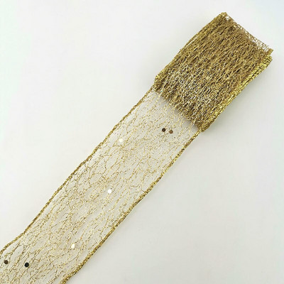 (2 M/rolă) 50 mm Panglică aurie strălucitoare Ambalaj pentru cadouri de Crăciun, pliabil, cu marginea liniei, Artizanat, nuntă, decorațiuni de Crăciun