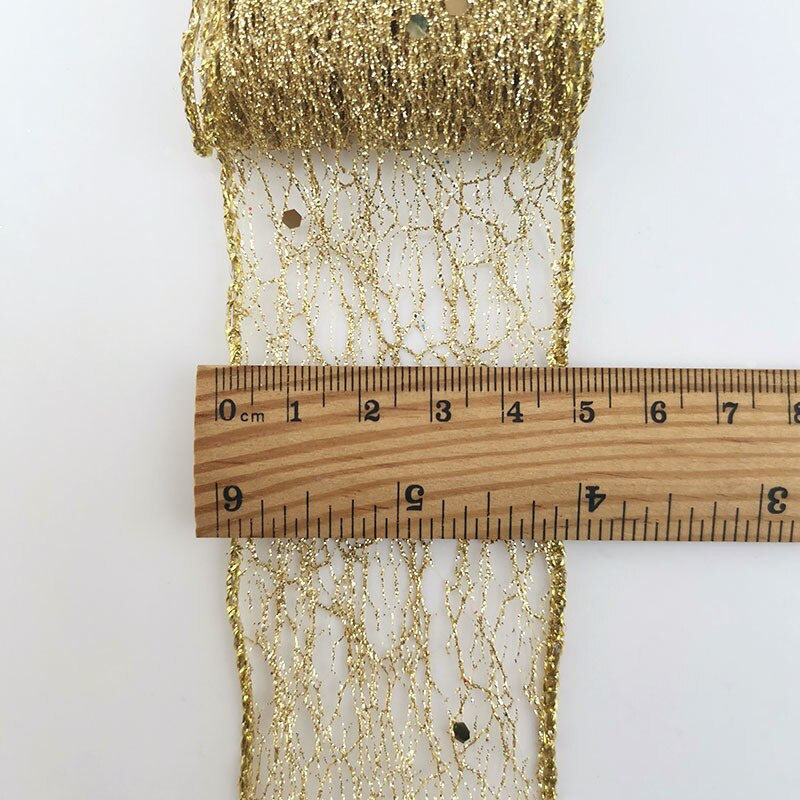 (2 M/rolă) 50 mm Panglică aurie strălucitoare Ambalaj pentru cadouri de Crăciun, pliabil, cu marginea liniei, Artizanat, nuntă, decorațiuni de Crăciun