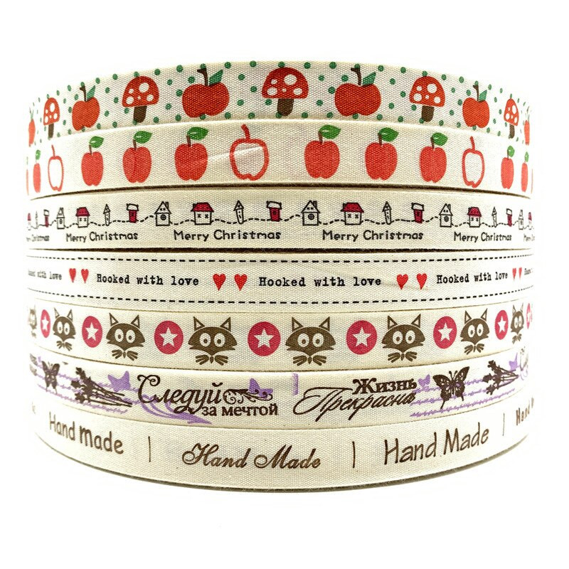 5 jardi 15 mm puuvillase paelaga trükitud puuvillased paelad pulmadeks jõulukaunistuseks DIY õmbluskangas