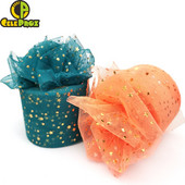 60 mm 25 jardi kuldne hõbetäheline tüllist lint, sädelev võrkpool Ise tee ise käsitsi valmistatud käsitöö kingituste pakkimine väljalõigete raamatusse pulmapeo sisekujundus