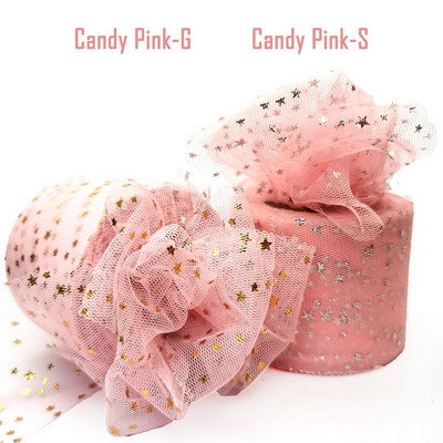 60 mm 25 jardi kuldne hõbetäheline tüllist lint, sädelev võrkpool Ise tee ise käsitsi valmistatud käsitöö kingituste pakkimine väljalõigete raamatusse pulmapeo sisekujundus