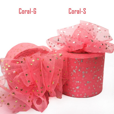 60 mm 25 jardi kuldne hõbetäheline tüllist lint, sädelev võrkpool Ise tee ise käsitsi valmistatud käsitöö kingituste pakkimine väljalõigete raamatusse pulmapeo sisekujundus