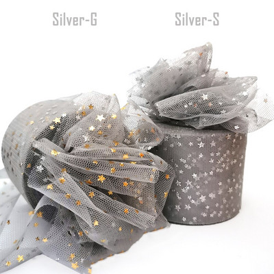 60 mm 25 jardi kuldne hõbetäheline tüllist lint, sädelev võrkpool Ise tee ise käsitsi valmistatud käsitöö kingituste pakkimine väljalõigete raamatusse pulmapeo sisekujundus