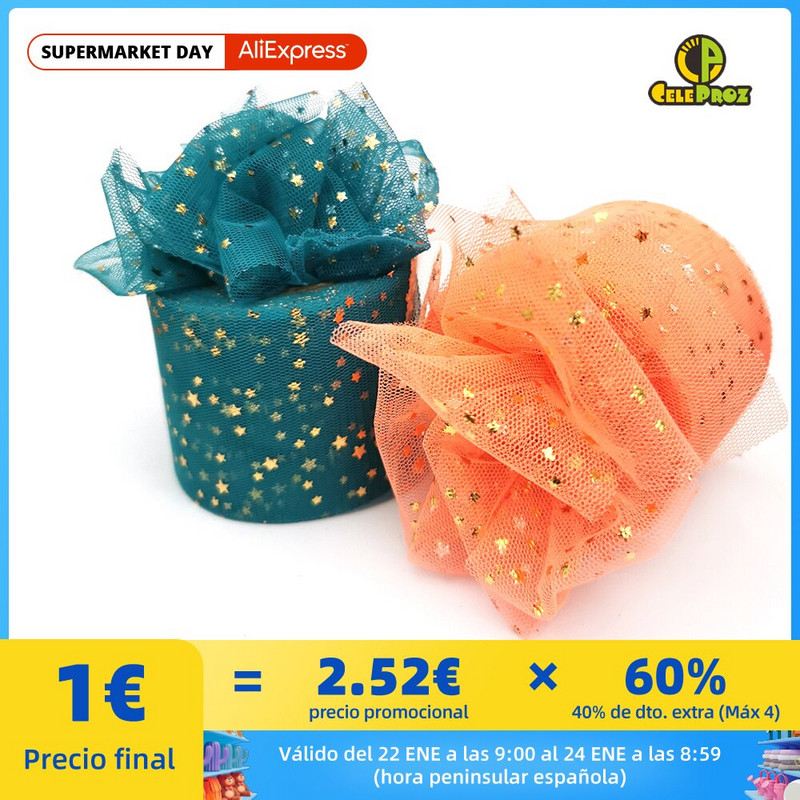 60 mm 25 jardi kuldne hõbetäheline tüllist lint, sädelev võrkpool Ise tee ise käsitsi valmistatud käsitöö kingituste pakkimine väljalõigete raamatusse pulmapeo sisekujundus