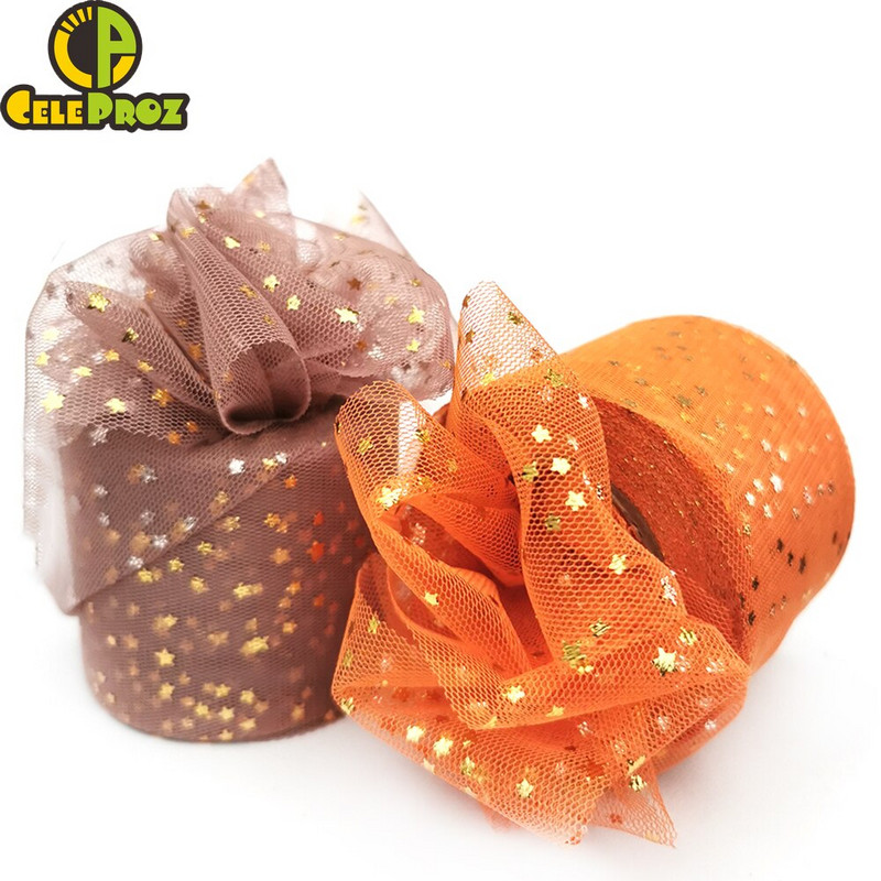 60 mm 25 jardi kuldne hõbetäheline tüllist lint, sädelev võrkpool Ise tee ise käsitsi valmistatud käsitöö kingituste pakkimine väljalõigete raamatusse pulmapeo sisekujundus