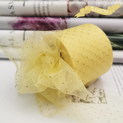 6 cm 25 jardų aukso taškuotas tiulio blizgesio kaspinas organzos tinklelio audinio diržas „pasidaryk pats“ amatų aksesuarai plaukų segtukai, lankeliai, pyragaičiai.