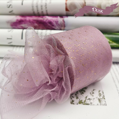 6 cm 25 jardų aukso taškuotas tiulio blizgesio kaspinas organzos tinklelio audinio diržas „pasidaryk pats“ amatų aksesuarai plaukų segtukai, lankeliai, pyragaičiai.