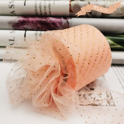 6 cm 25 jardų aukso taškuotas tiulio blizgesio kaspinas organzos tinklelio audinio diržas „pasidaryk pats“ amatų aksesuarai plaukų segtukai, lankeliai, pyragaičiai.