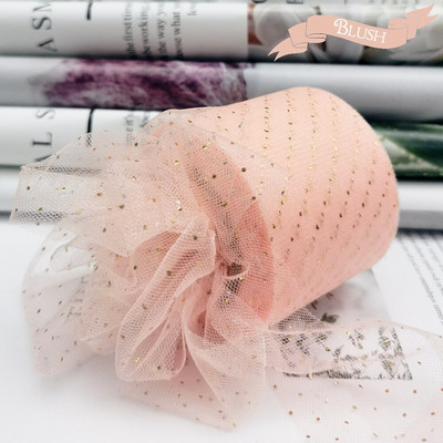 6 cm 25 jardų aukso taškuotas tiulio blizgesio kaspinas organzos tinklelio audinio diržas „pasidaryk pats“ amatų aksesuarai plaukų segtukai, lankeliai, pyragaičiai.