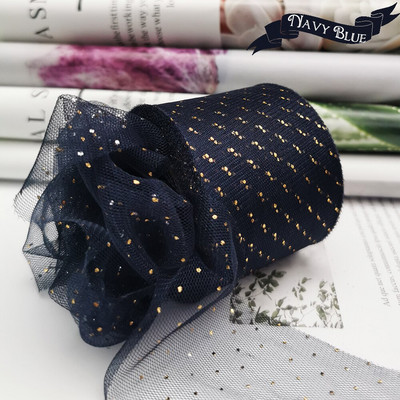 6 cm 25 jardų aukso taškuotas tiulio blizgesio kaspinas organzos tinklelio audinio diržas „pasidaryk pats“ amatų aksesuarai plaukų segtukai, lankeliai, pyragaičiai.