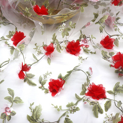 H717 90*140 cm organza kangast lahustuv räbal pits kleidi jaoks, pulmalillekangast tikitud isetehtud käsitsi valmistatud õmblustarbed, käsitöö