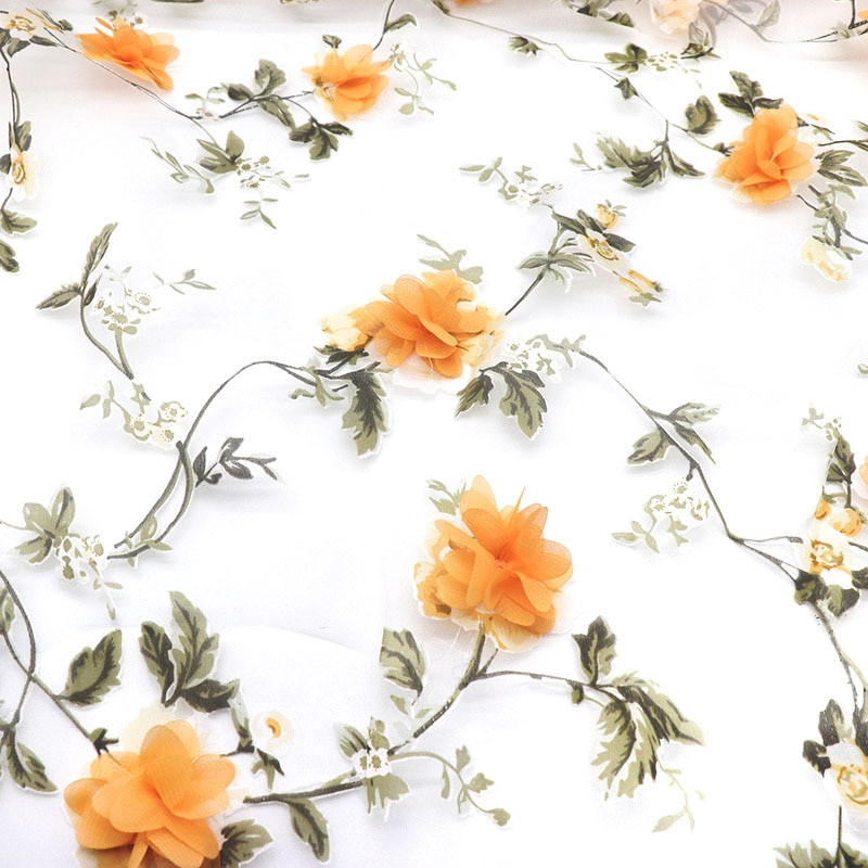 H717 90*140 cm organza kangast lahustuv räbal pits kleidi jaoks, pulmalillekangast tikitud isetehtud käsitsi valmistatud õmblustarbed, käsitöö