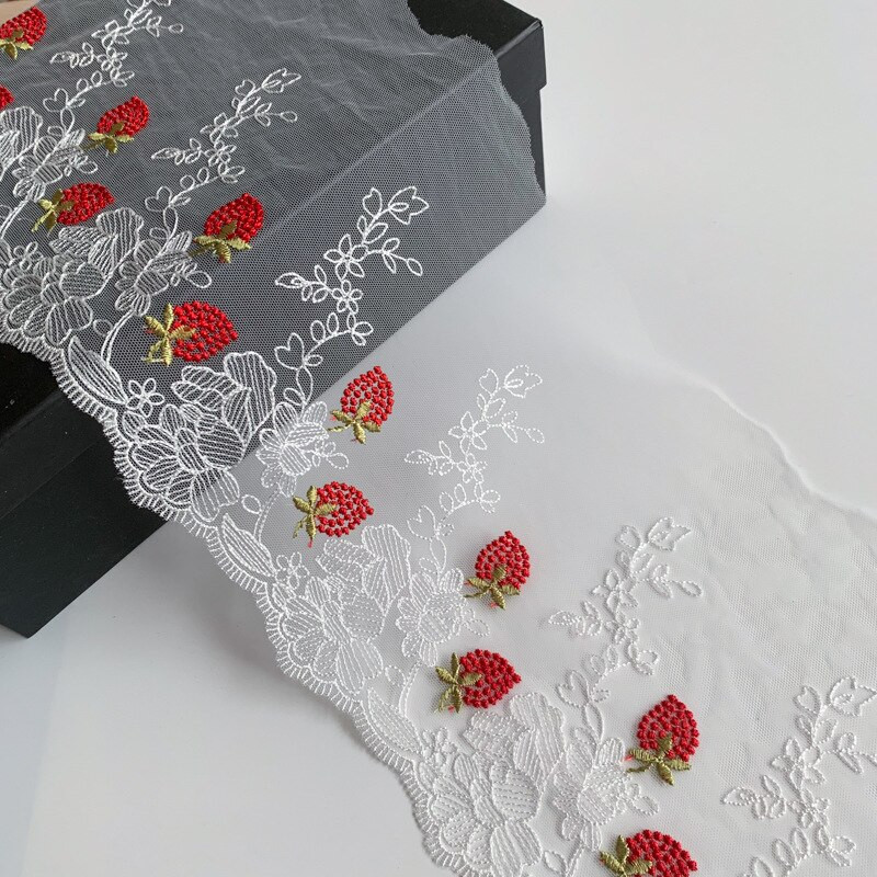 1 Αυλή/18 εκ. Κόκκινο Λευκό Πολυεστέρα Μαλακό Διχτυωτό Κέντημα Δαντέλα Διακοσμητικά Φόρεμα Αξεσουάρ Δαντέλα Ύφασμα Ραπτικής Χειροτεχνίας Υλικό κούκλας