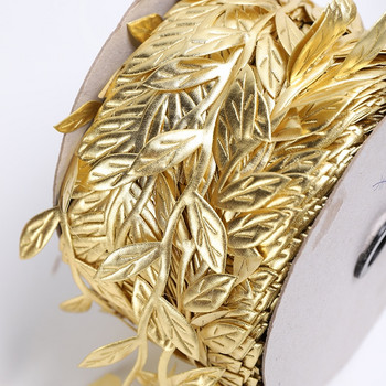 Κορδέλα με τυπωμένο δώρο 100 μέτρων/ρολό Φιόγκοι Χρυσή κορδέλα για πάρτι στο σπίτι Διακοσμητική χειροποίητη DIY κορδέλα με φύλλα δέντρου για χειροτεχνίες