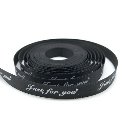 5 meetrit / partii 10 mm trükitud "Just For You" polüesterlindiga käsitsi valmistatud romantiline kingituste pakkimisrihm pulmakaunistuste jaoks