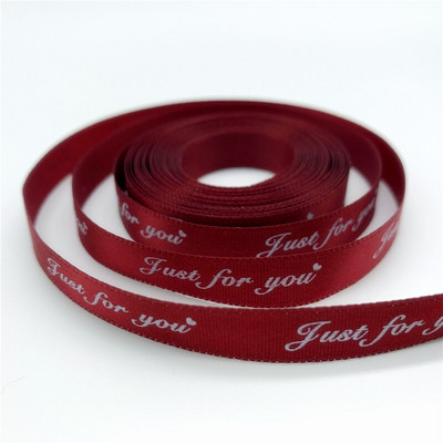 5 meetrit / partii 10 mm trükitud "Just For You" polüesterlindiga käsitsi valmistatud romantiline kingituste pakkimisrihm pulmakaunistuste jaoks