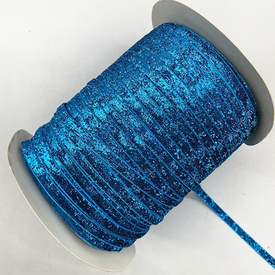Νέα βελούδινη κορδέλα 6mm Glitter No Elastic Single Face Ribbon Headband Clips Bow Decoration