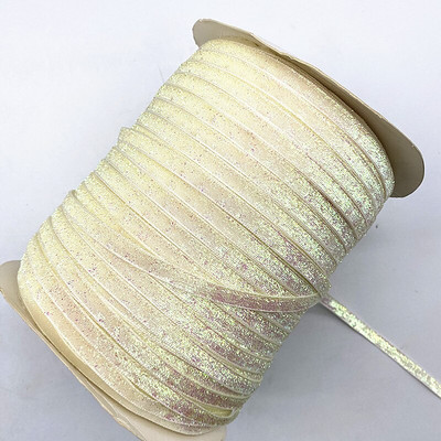 Νέα βελούδινη κορδέλα 6mm Glitter No Elastic Single Face Ribbon Headband Clips Bow Decoration