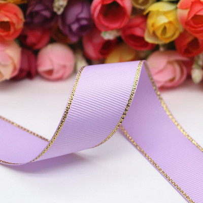 10 Yards 10MM / 25MM / 38MM Glitter Gold Edge Grosgrain Panglică pentru funde de păr / Ambalaj cadou DIY Materiale de decor de Crăciun Y19042101