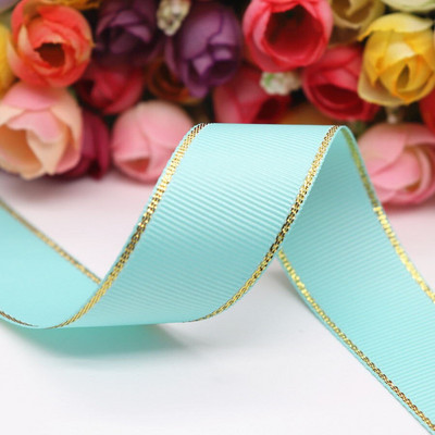 10 Yards 10MM / 25MM / 38MM Glitter Gold Edge Grosgrain Panglică pentru funde de păr / Ambalaj cadou DIY Materiale de decor de Crăciun Y19042101