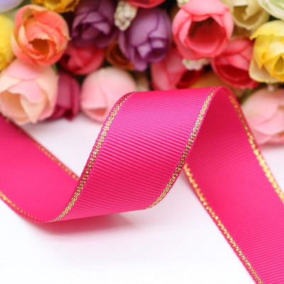 10 Yards 10MM / 25MM / 38MM Glitter Gold Edge Grosgrain Panglică pentru funde de păr / Ambalaj cadou DIY Materiale de decor de Crăciun Y19042101