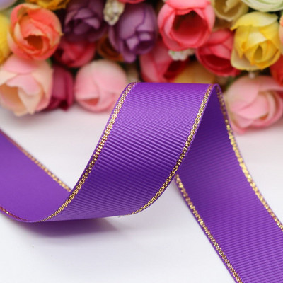 10 Yards 10MM / 25MM / 38MM Glitter Gold Edge Grosgrain Panglică pentru funde de păr / Ambalaj cadou DIY Materiale de decor de Crăciun Y19042101