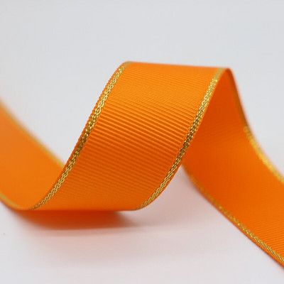 10 Yards 10MM / 25MM / 38MM Glitter Gold Edge Grosgrain Panglică pentru funde de păr / Ambalaj cadou DIY Materiale de decor de Crăciun Y19042101