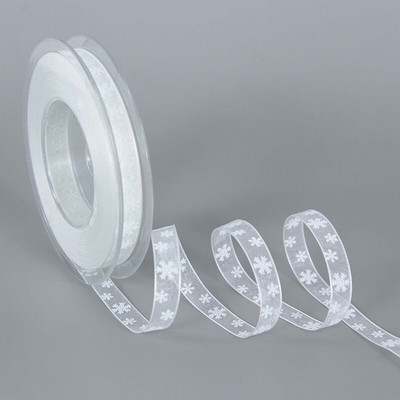 Κορδέλα περιτυλίγματος χριστουγεννιάτικου δώρου 20/5m Κρυστάλλινη λευκή ταινία νιφάδας χιονιού για συσκευασία χριστουγεννιάτικου δώρου Διακοσμητική κορδέλα Χριστουγέννων