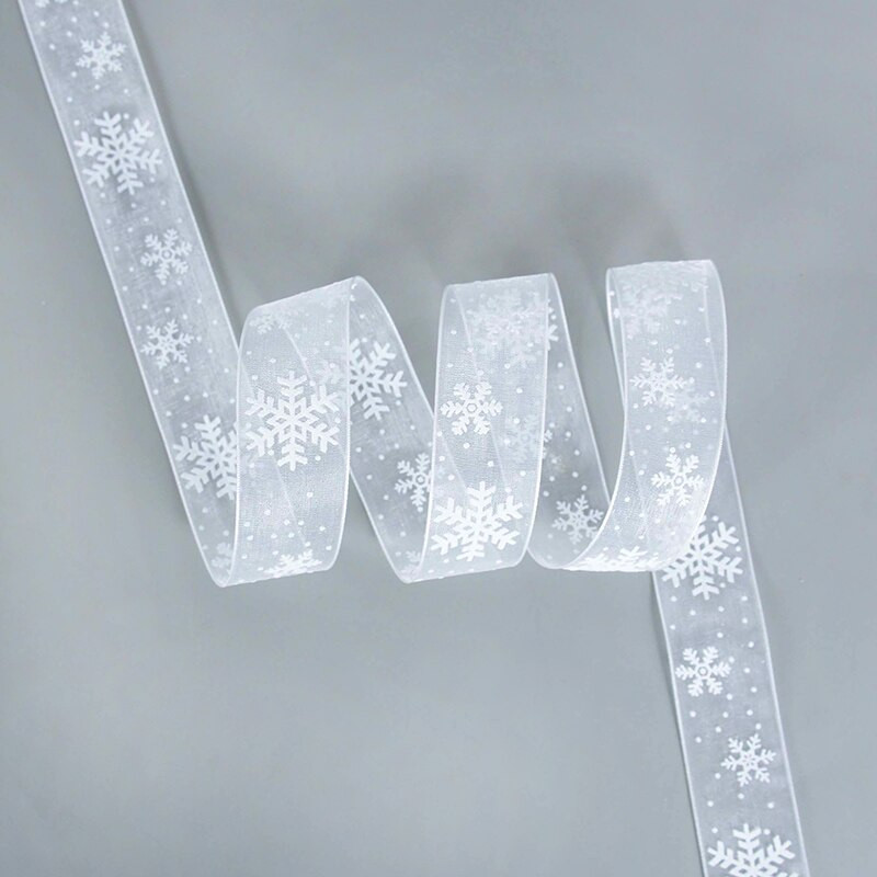 Κορδέλα περιτυλίγματος χριστουγεννιάτικου δώρου 20/5m Κρυστάλλινη λευκή ταινία νιφάδας χιονιού για συσκευασία χριστουγεννιάτικου δώρου Διακοσμητική κορδέλα Χριστουγέννων