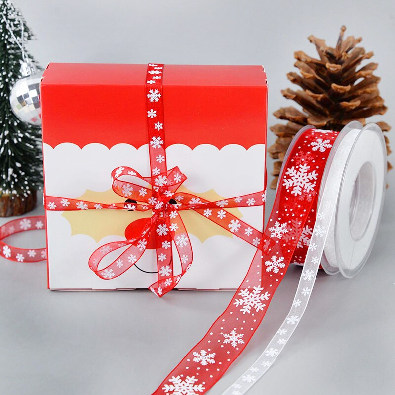Κορδέλα περιτυλίγματος χριστουγεννιάτικου δώρου 20/5m Κρυστάλλινη λευκή ταινία νιφάδας χιονιού για συσκευασία χριστουγεννιάτικου δώρου Διακοσμητική κορδέλα Χριστουγέννων