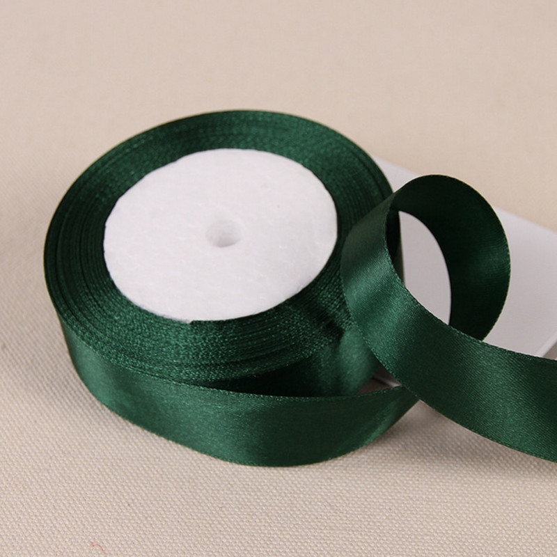 25Yards Dark Green Crafts Σατέν Κορδέλα Χριστουγεννιάτικο Δώρο Φιόγκος DIY Φυσική Κορδέλα Χειροποίητα Ραπτικά Ρούχα Διακόσμηση Γάμου