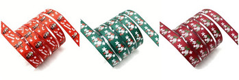 5 ярда 10 мм коледна панделка с отпечатани ленти Grosgrain за опаковане на подаръци Сватбена украса Ленти за коса Направи си сам