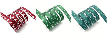 5 ярда 10 мм коледна панделка с отпечатани ленти Grosgrain за опаковане на подаръци Сватбена украса Ленти за коса Направи си сам