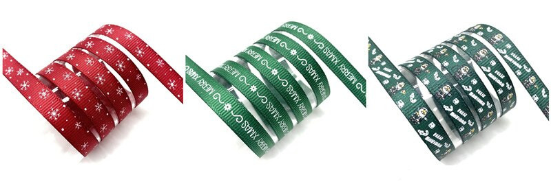 Panglică de Crăciun de 5 metri, 10 mm, panglici grosgrain imprimate pentru ambalarea cadourilor, decorarea nunții, funde de păr DIY