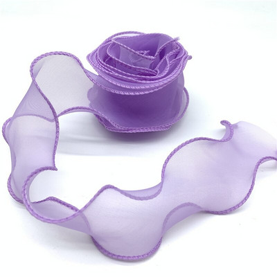 50mm Wave Edge Μεταξωτή Οργάντζα Κορδέλα Φιόγκος Υλικό Δαντέλα Κορδέλες για Μαλλιά Στολίδι Συσκευασία Δώρου Ράψιμο Υφασμάτινο Διακόσμηση ρούχων