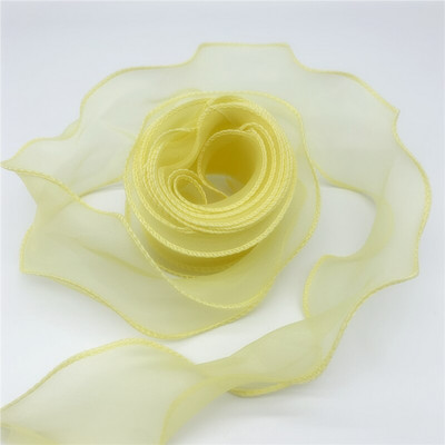 50mm Wave Edge Μεταξωτή Οργάντζα Κορδέλα Φιόγκος Υλικό Δαντέλα Κορδέλες για Μαλλιά Στολίδι Συσκευασία Δώρου Ράψιμο Υφασμάτινο Διακόσμηση ρούχων