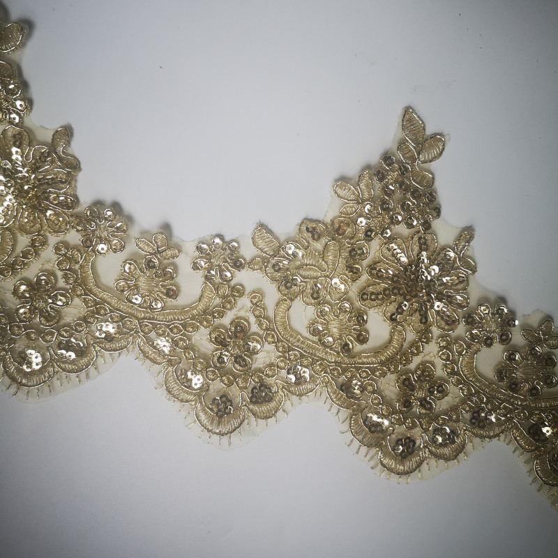 Luksuzna čipkasta tkanina s vezom od 1 jarda širine 13,5 cm na rasprodaji za vjenčanice