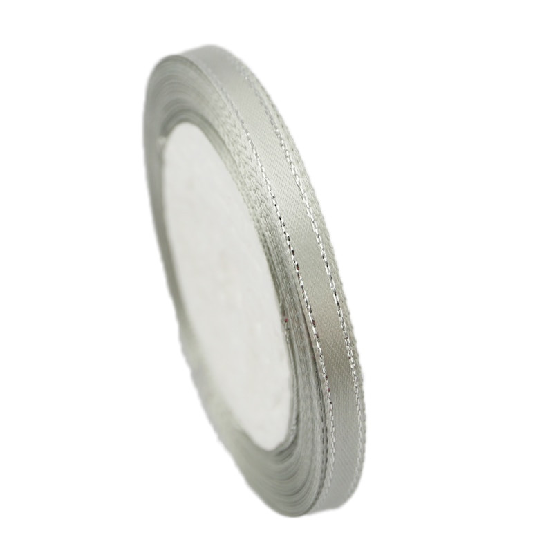 (25 γιάρδες/ρολό) 6mm Ασημένια κορδέλα σατέν κορδέλα υψηλής ποιότητας συσκευασίας δώρου