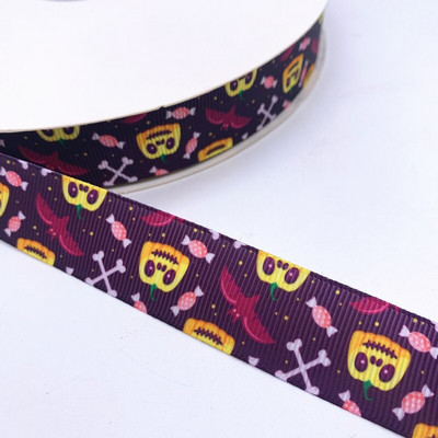 25 χιλιοστά πλάτος 5 γιάρδες Grosgrain σατέν κορδέλες τυπωμένες διακοσμήσεις αποκριάτικων πάρτι DIY Φιόγκοι, κορδέλες περιτυλίγματος