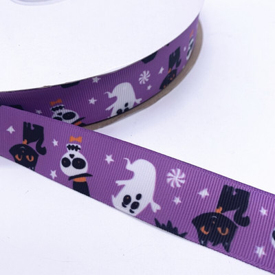 25 χιλιοστά πλάτος 5 γιάρδες Grosgrain σατέν κορδέλες τυπωμένες διακοσμήσεις αποκριάτικων πάρτι DIY Φιόγκοι, κορδέλες περιτυλίγματος